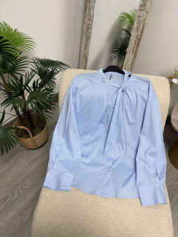 BLUSA POPELIN CELESTE