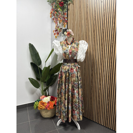 FALDA ROCIERA FLORAL + PIQUILLOS