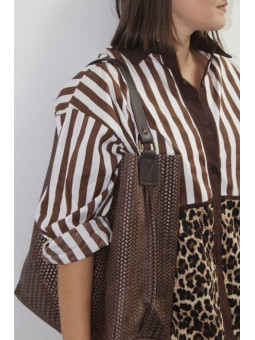 CAMISA RAYAS MARRON