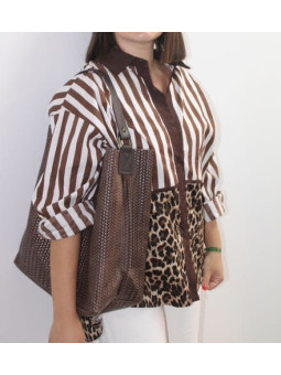 CAMISA RAYAS MARRON