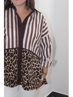 CAMISA RAYAS MARRON